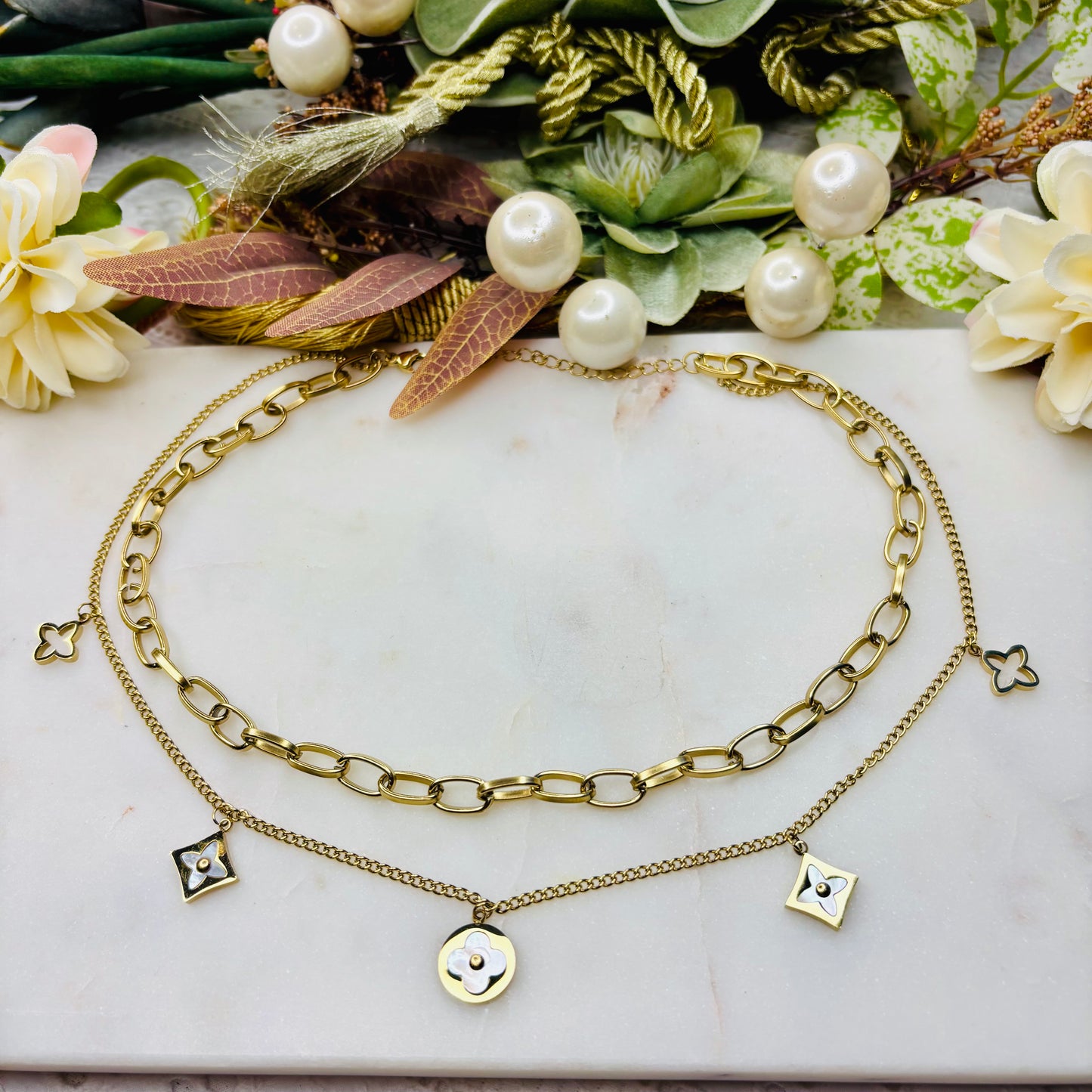 Golden Layered Clover Necklace