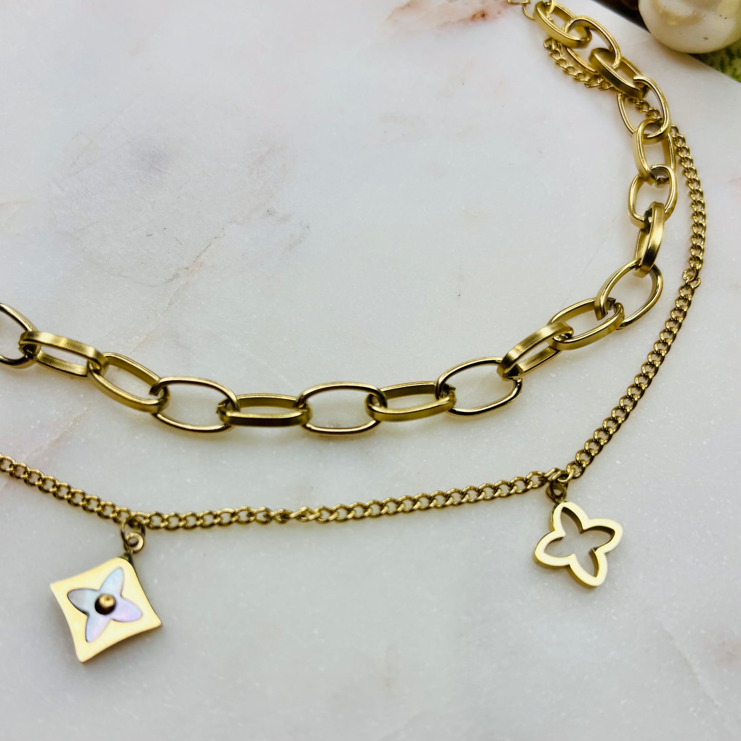 Golden Layered Clover Necklace