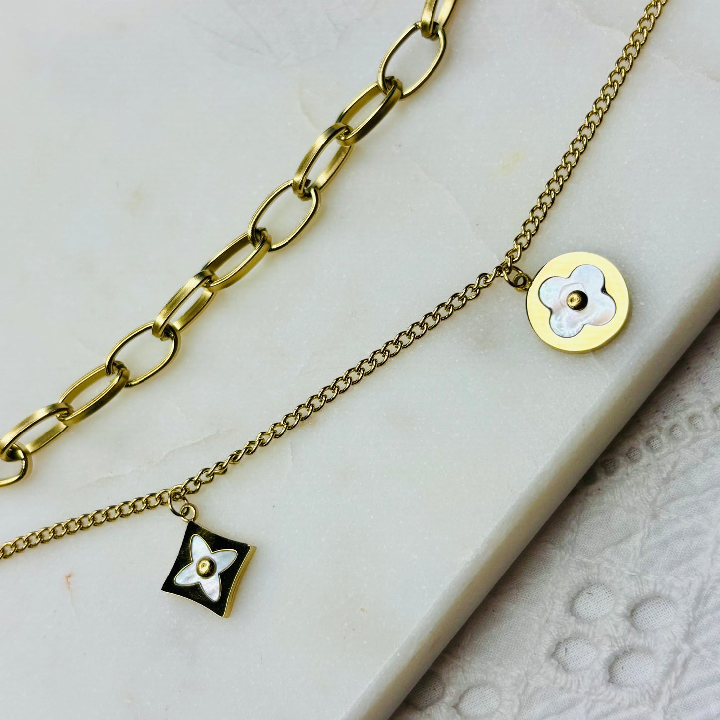 Golden Layered Clover Necklace