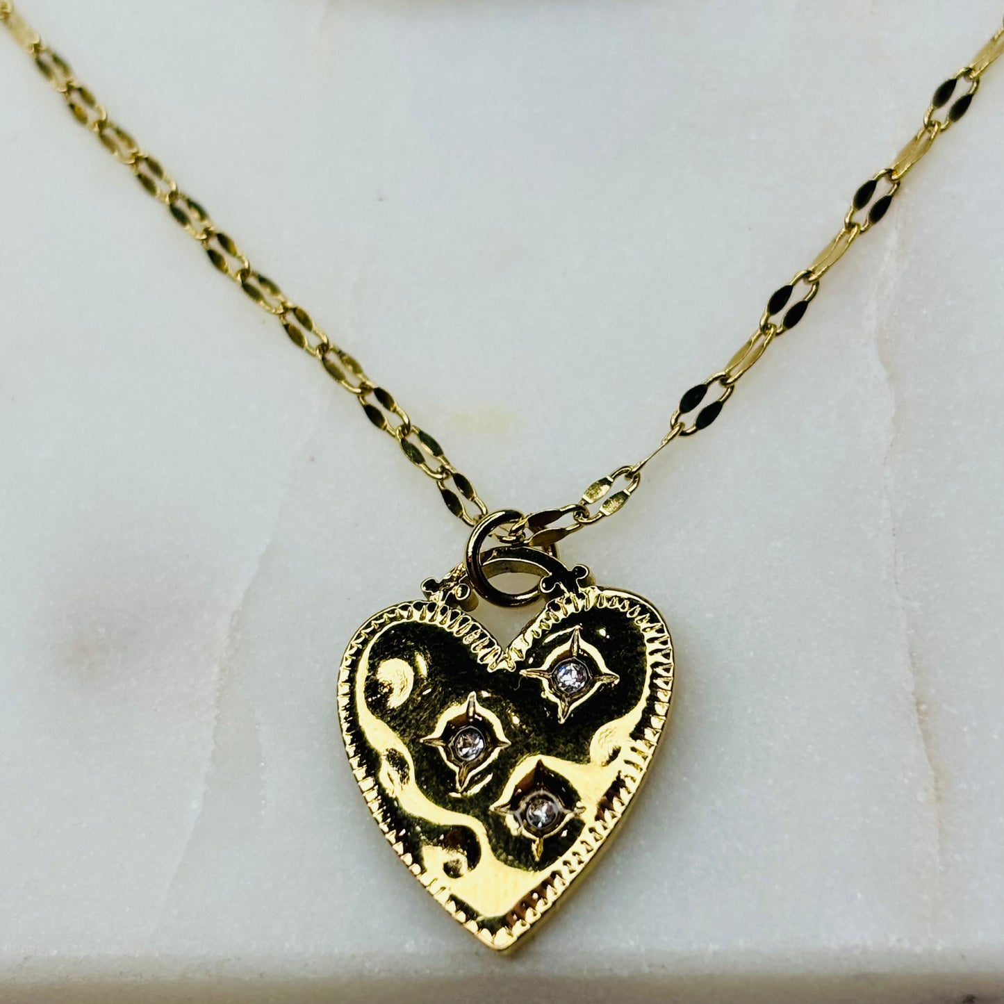 Diamond Layered Woven Heart Necklace
