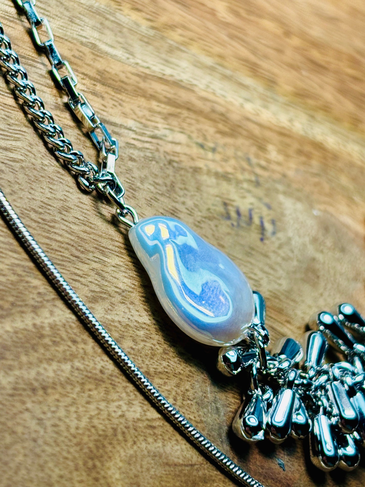 Asymmetrical Silver Liquid Necklace