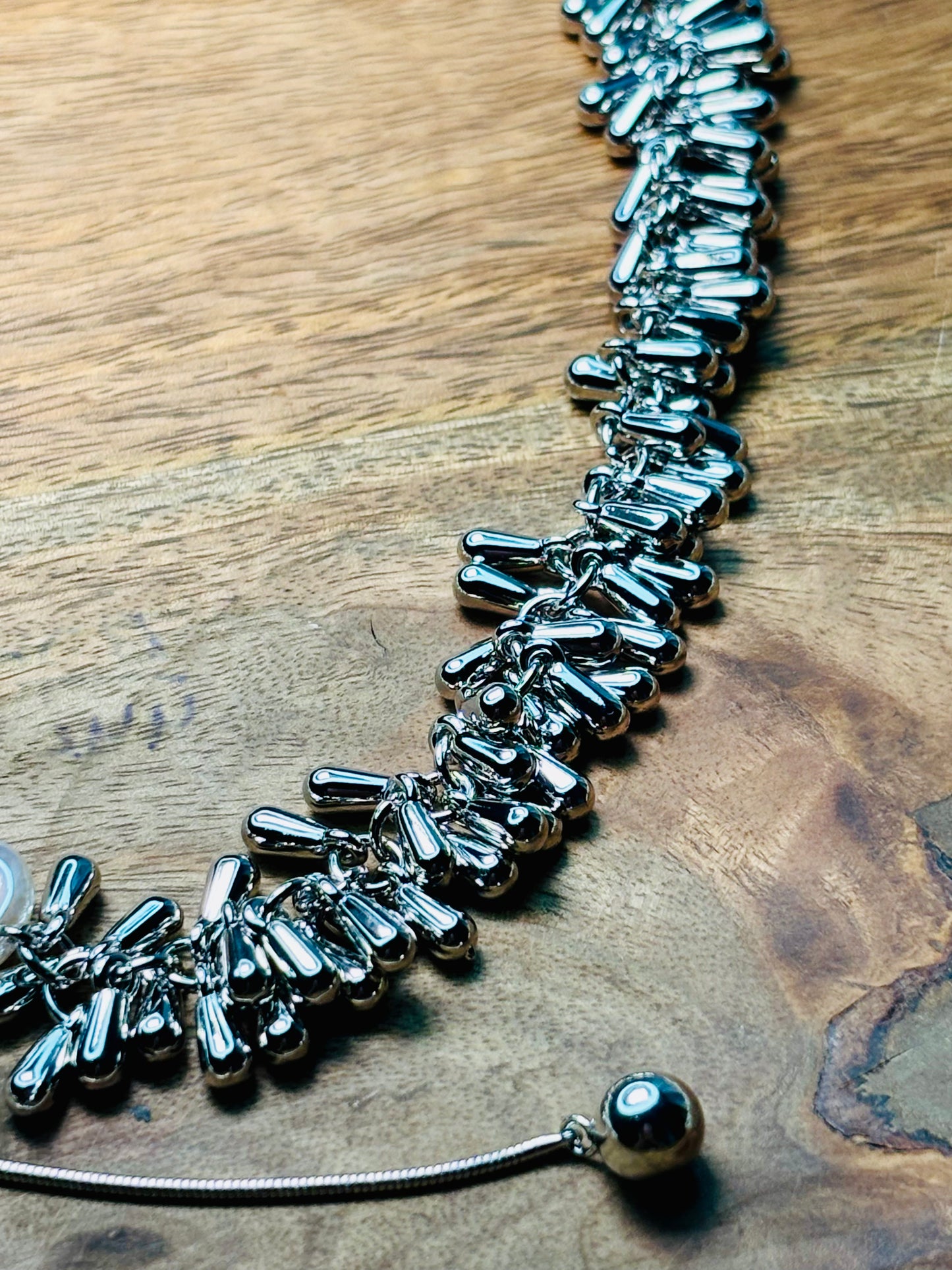 Asymmetrical Silver Liquid Necklace