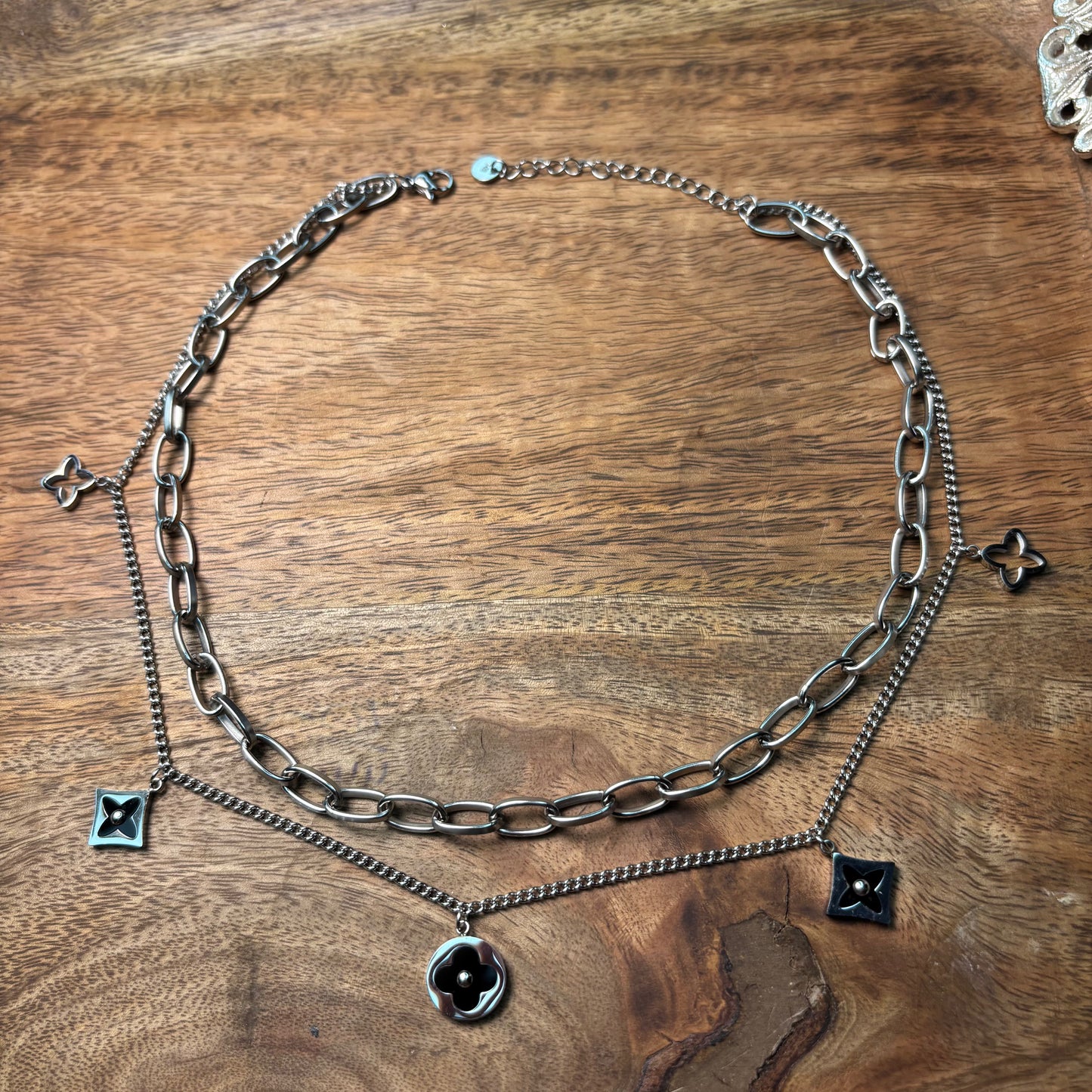 Midnight Silver Layered Necklace