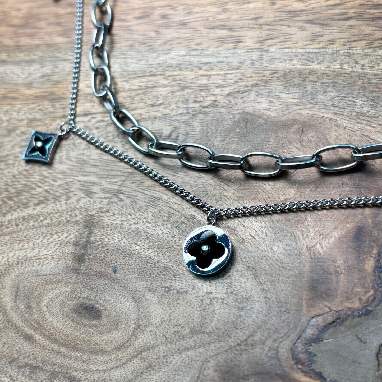 Midnight Silver Layered Necklace