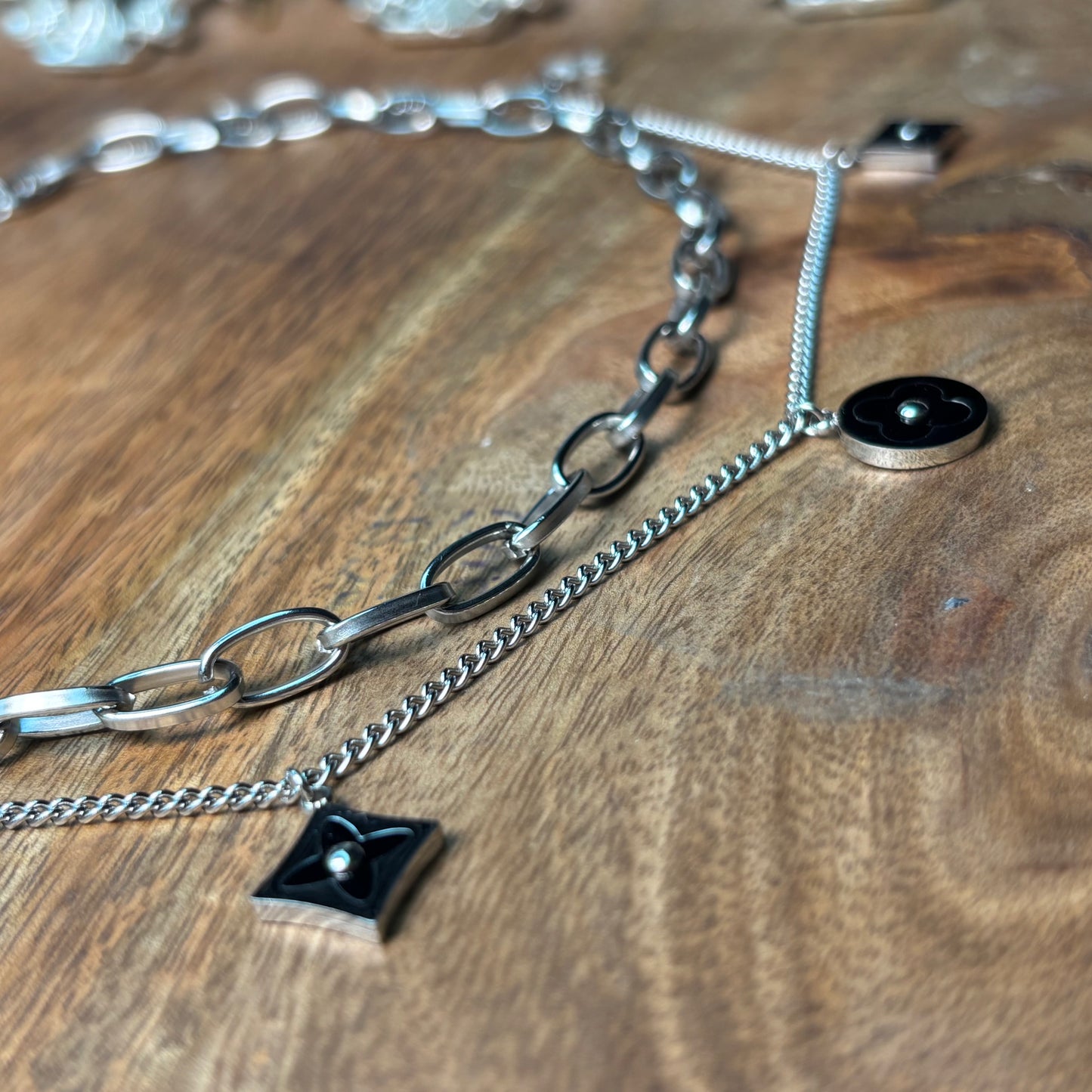 Midnight Silver Layered Necklace