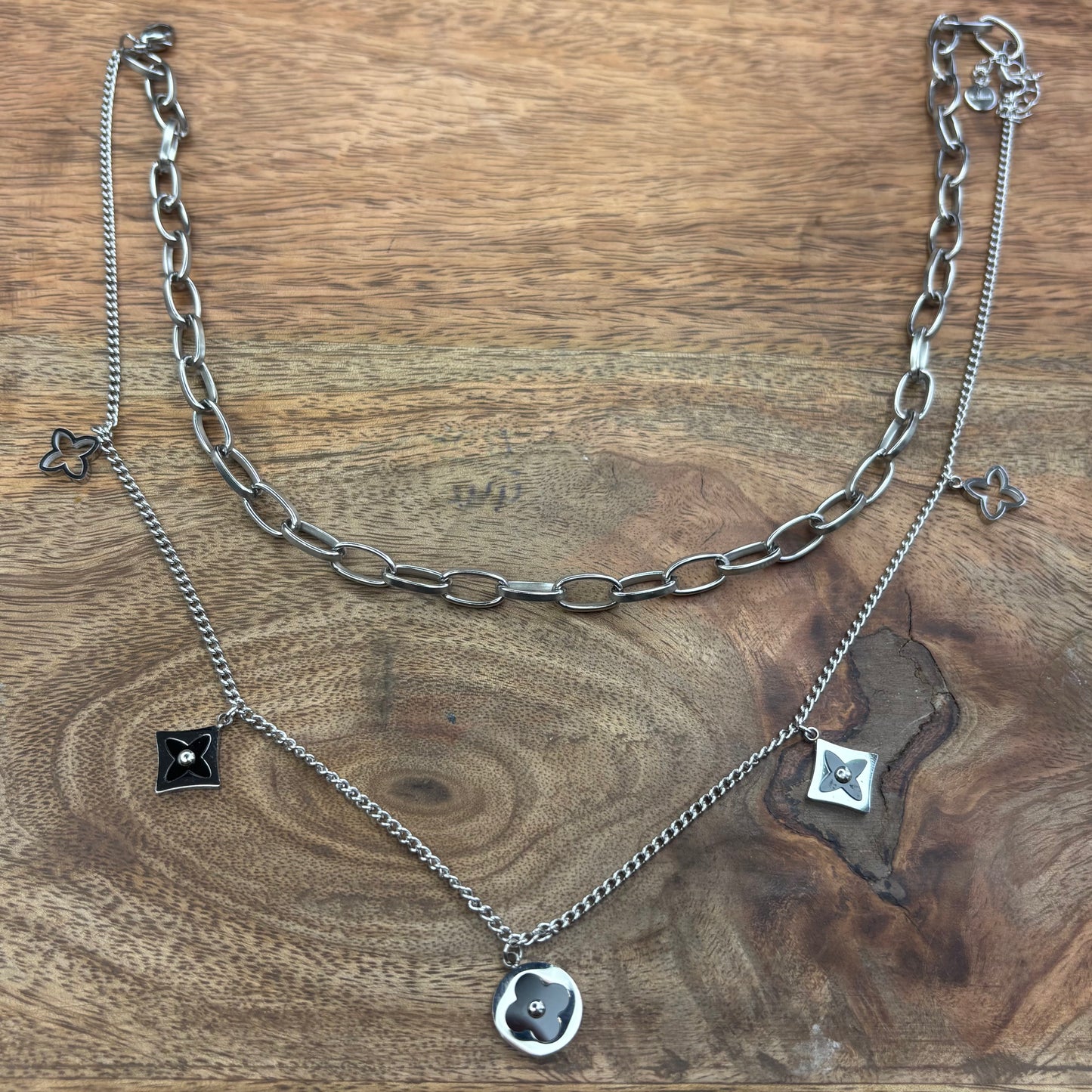 Midnight Silver Layered Necklace