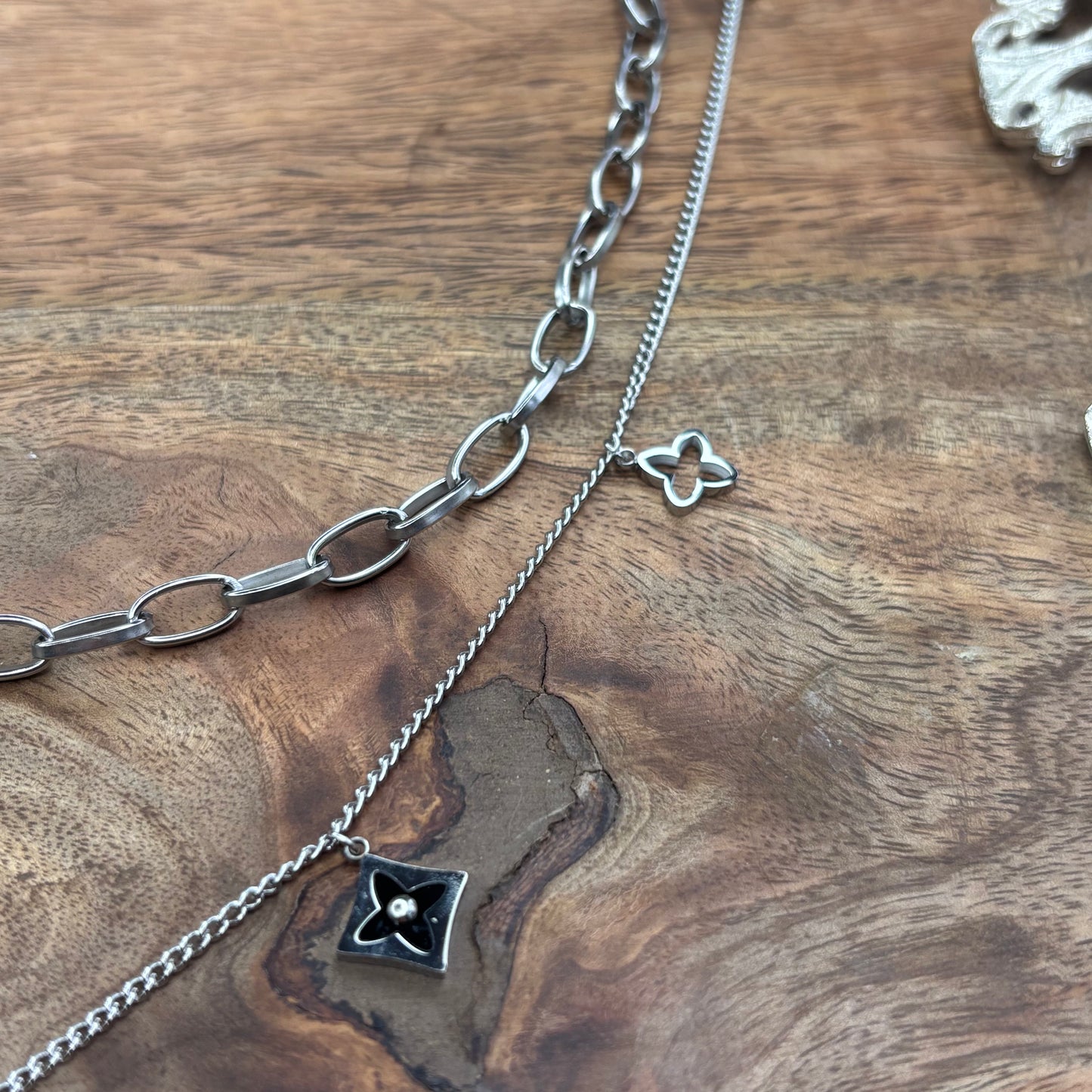 Midnight Silver Layered Necklace