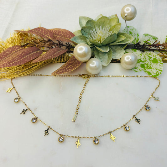 Snake Zircon Charm Necklace