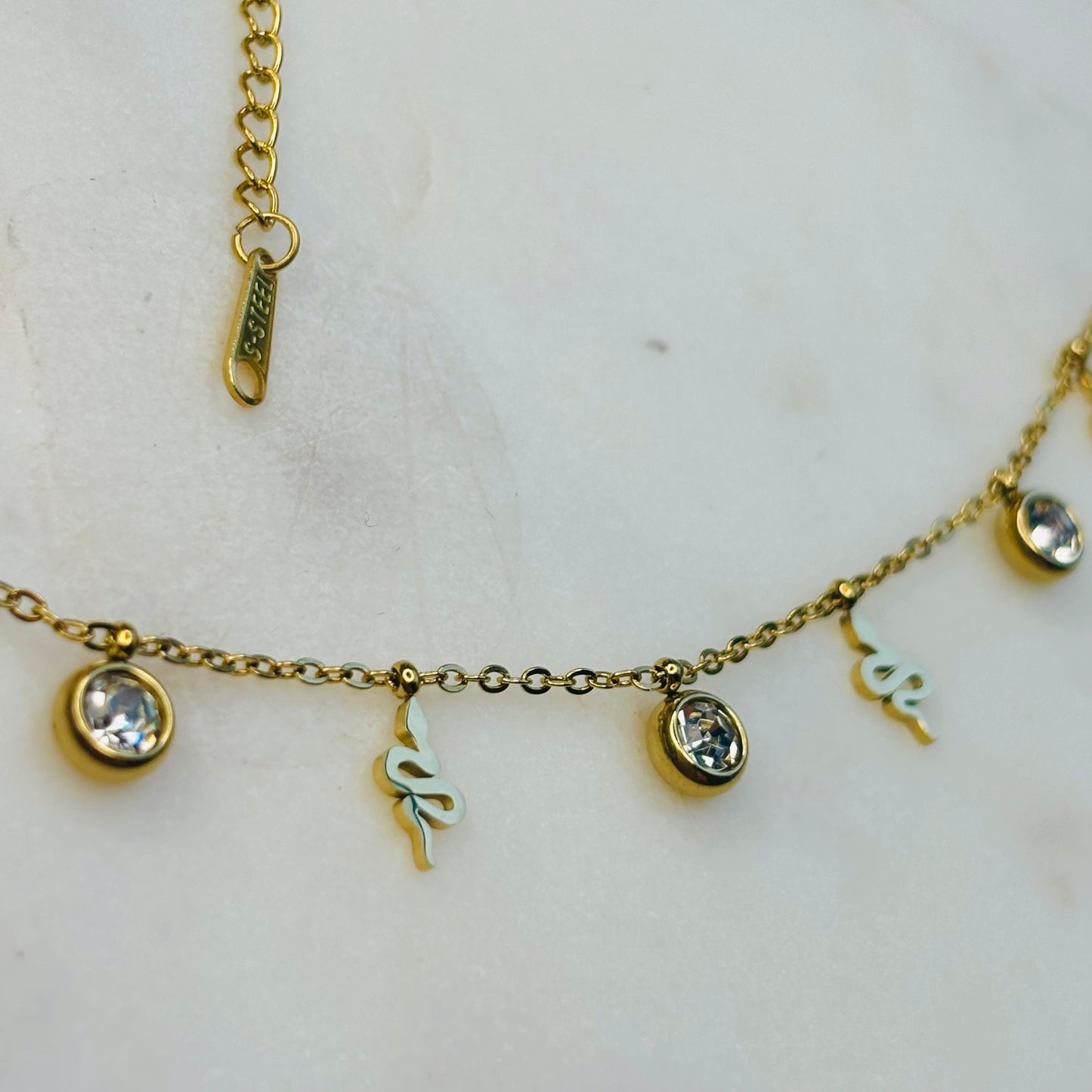 Snake Zircon Charm Necklace