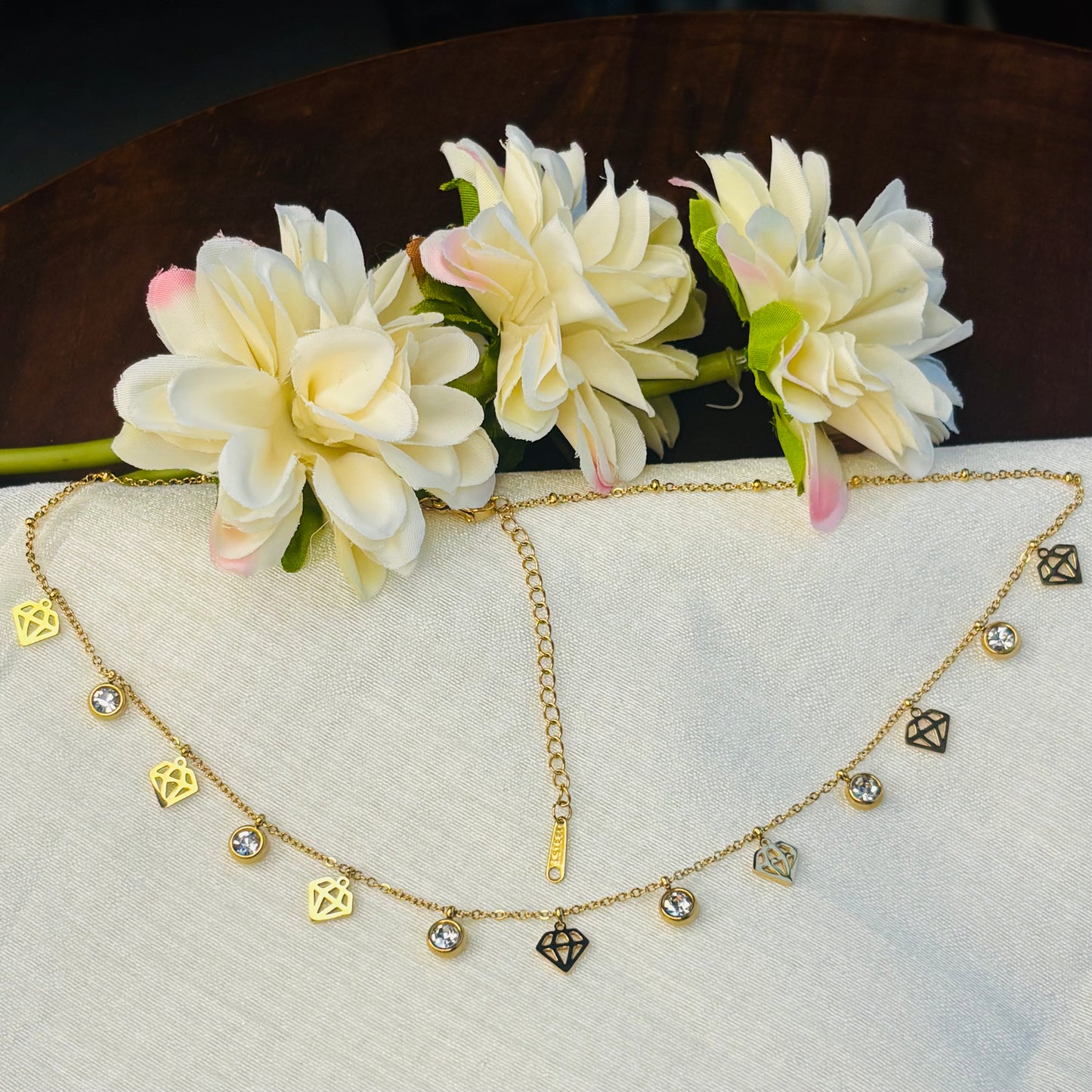 Diamond Zircon Charm Necklace