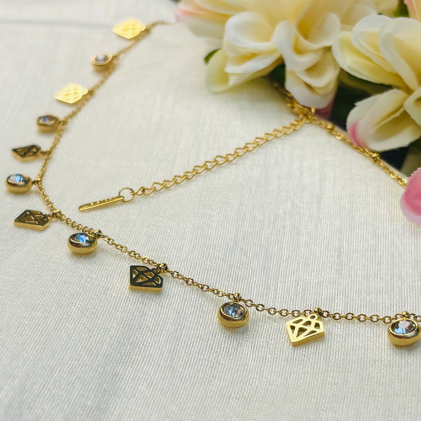 Diamond Zircon Charm Necklace