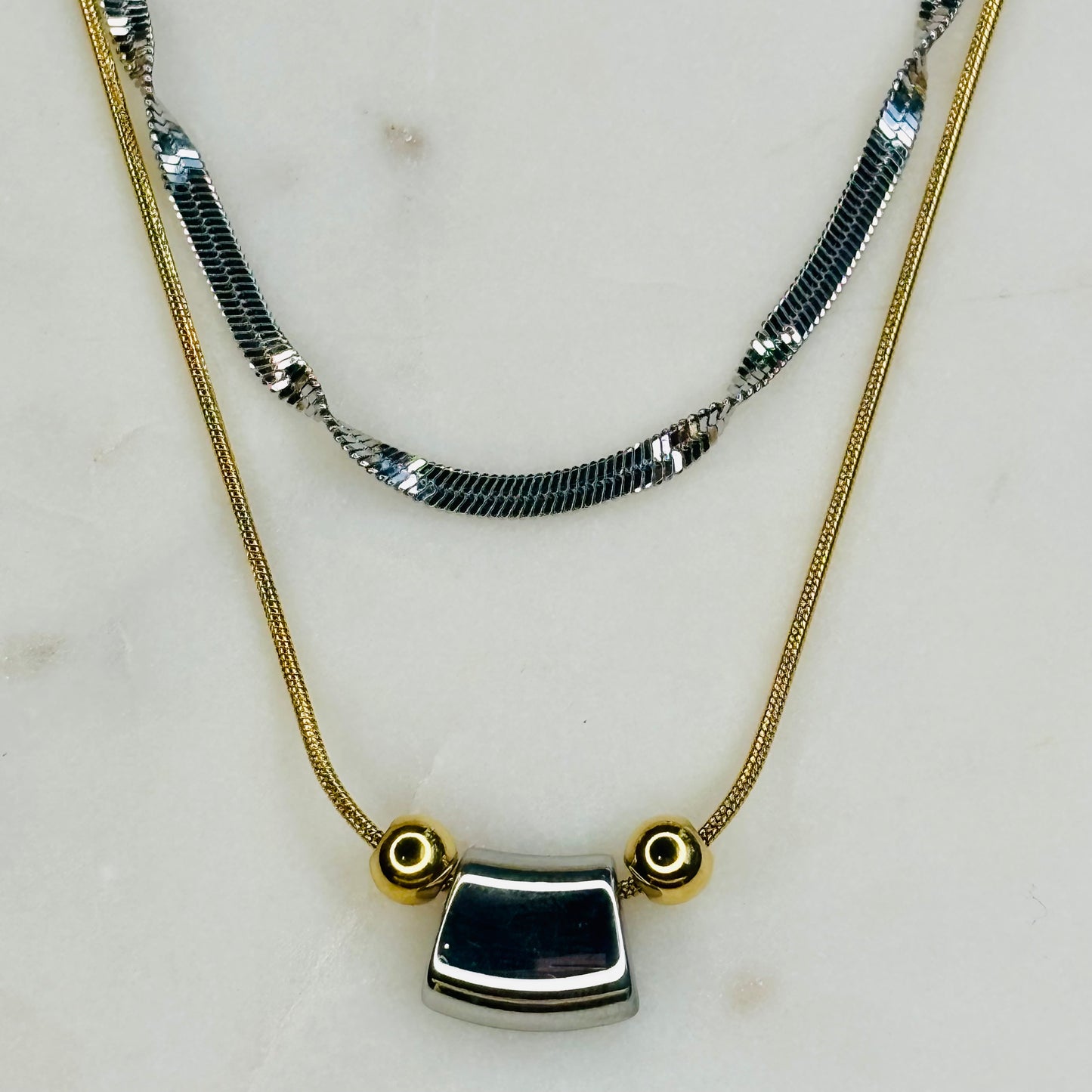Geometrical Dual Tone Necklace