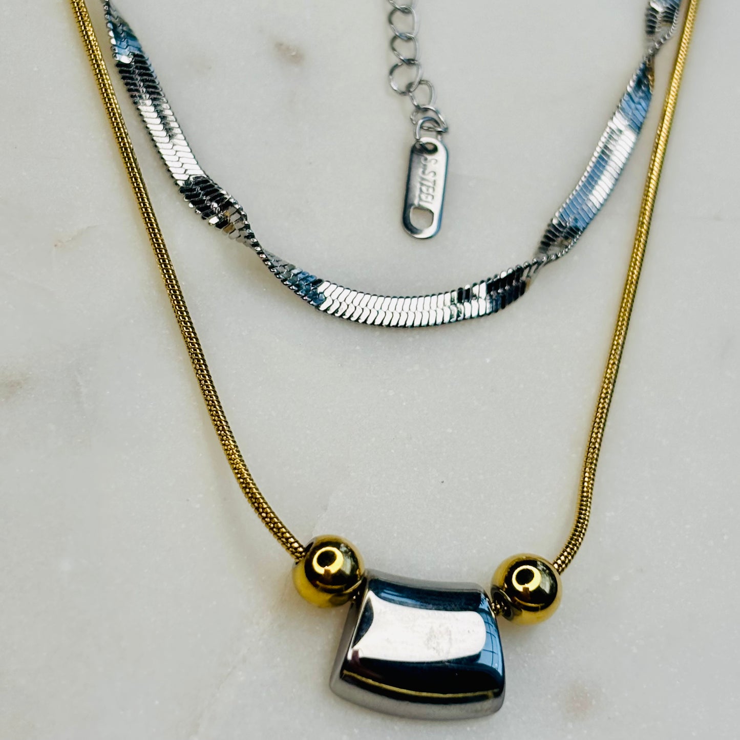 Geometrical Dual Tone Necklace