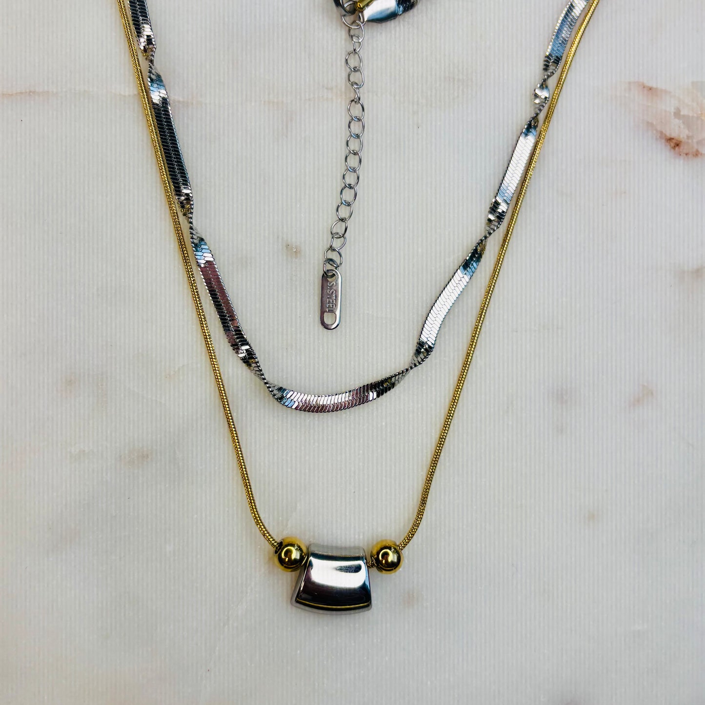 Geometrical Dual Tone Necklace