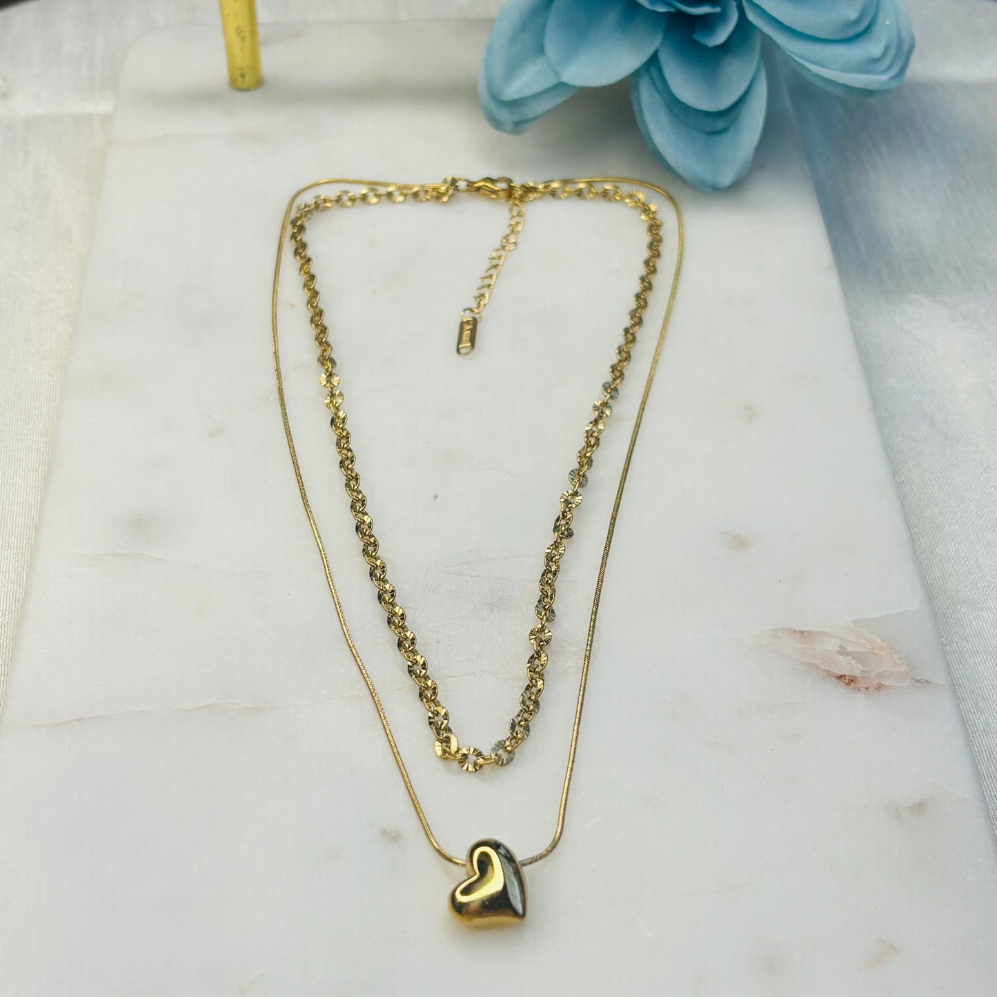 Golden-Heart Layered Necklace