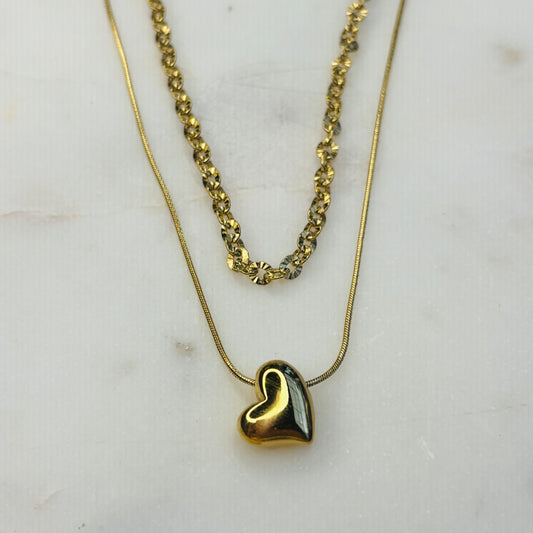 Golden-Heart Layered Necklace