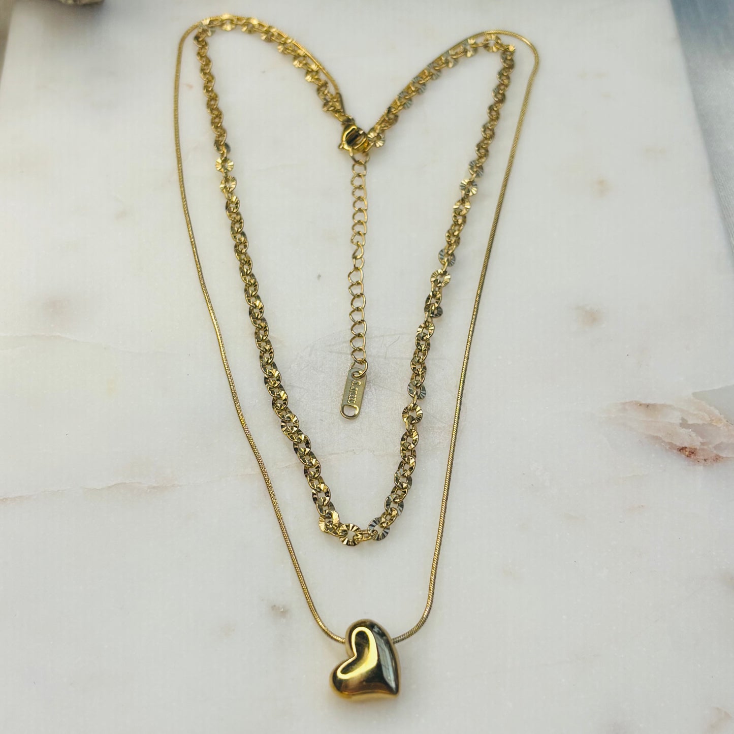 Golden-Heart Layered Necklace