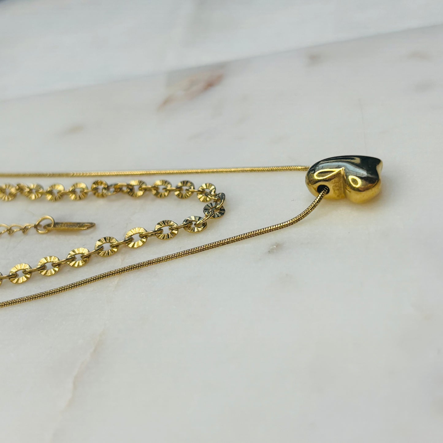 Golden-Heart Layered Necklace