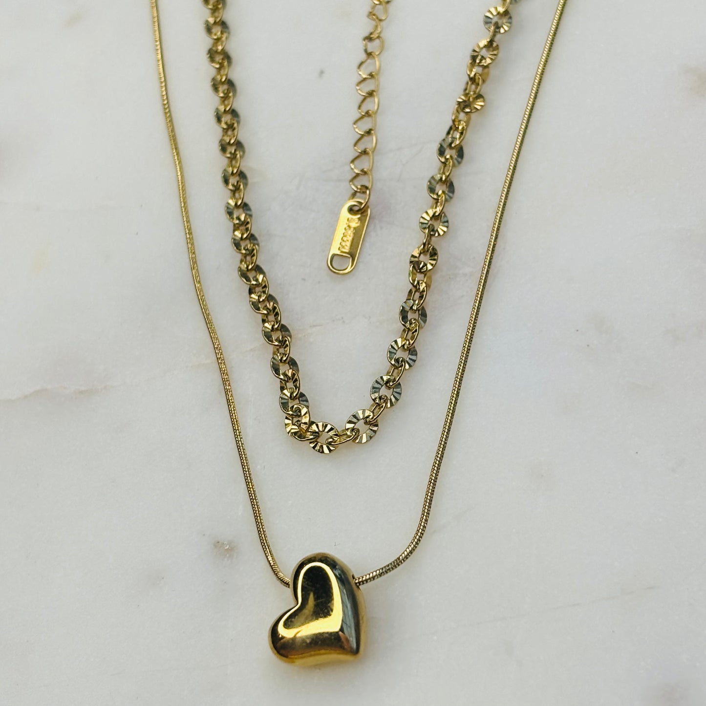Golden-Heart Layered Necklace