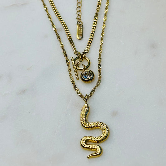 Knotted Serpent Layered Necklace