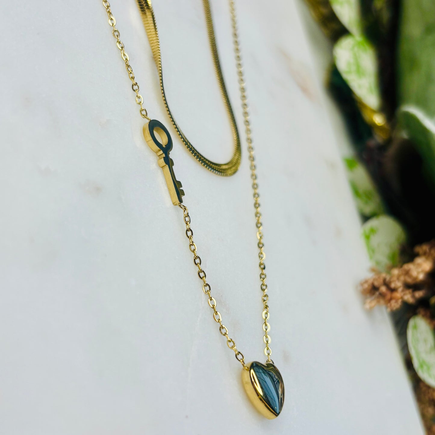 Heart & Key Layered Necklace