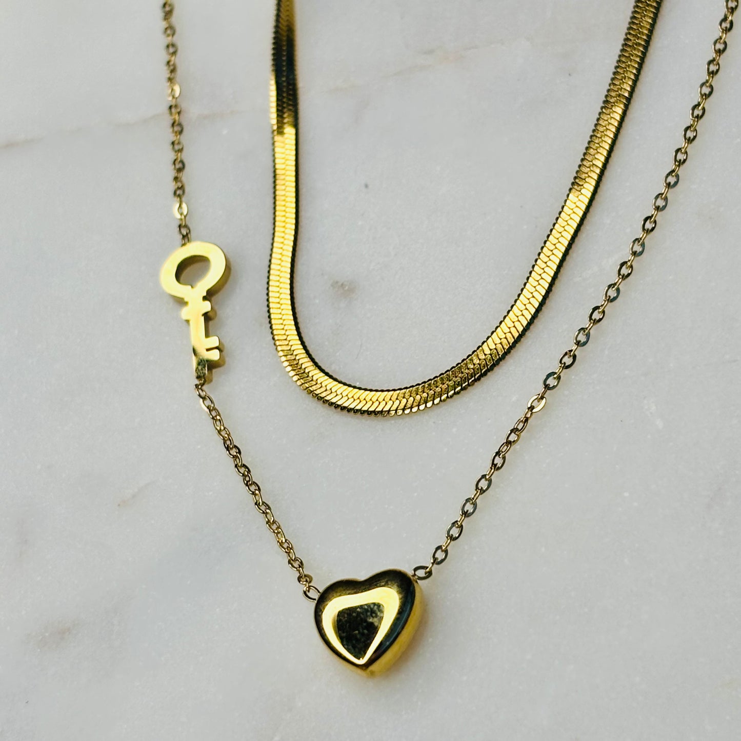 Heart & Key Layered Necklace