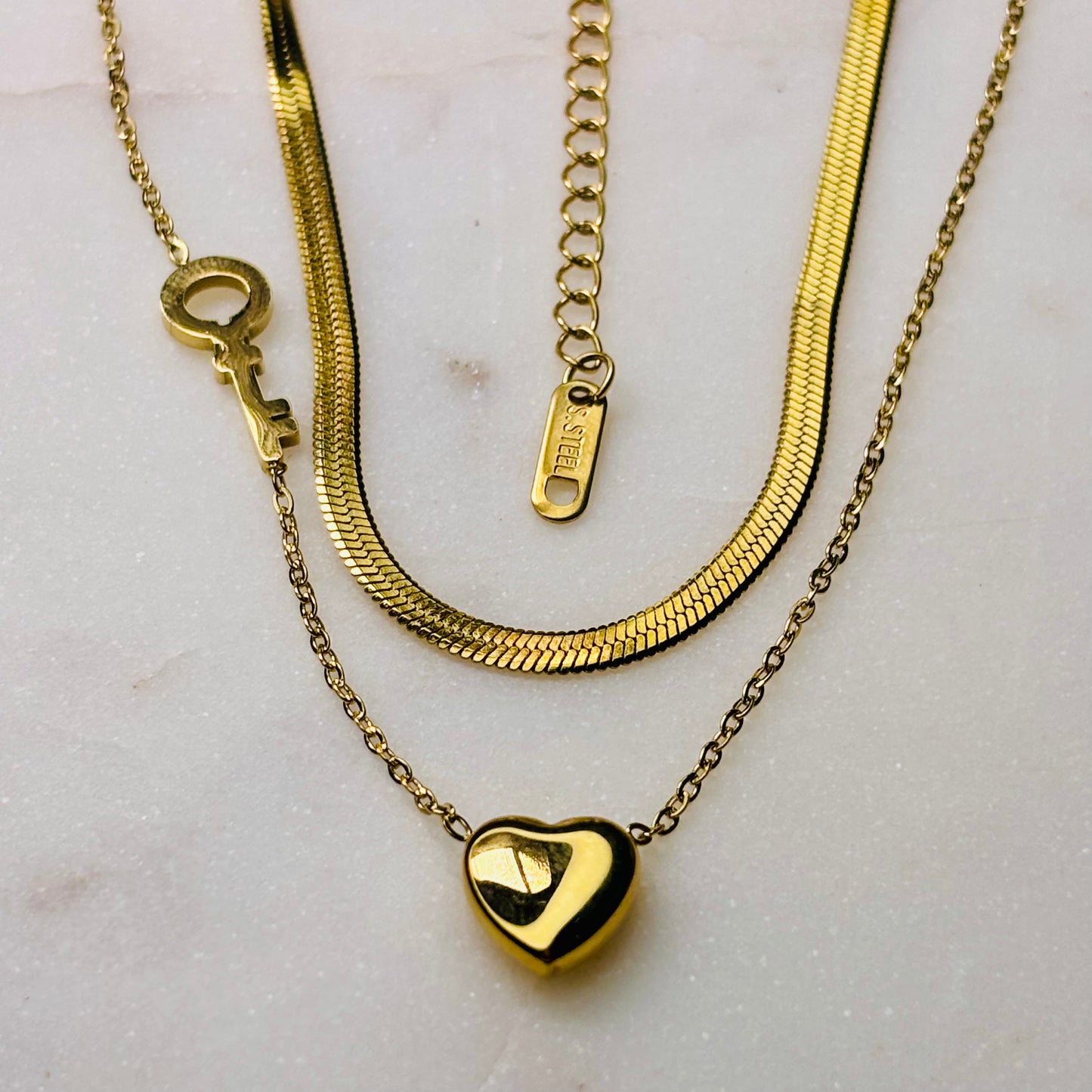 Heart & Key Layered Necklace