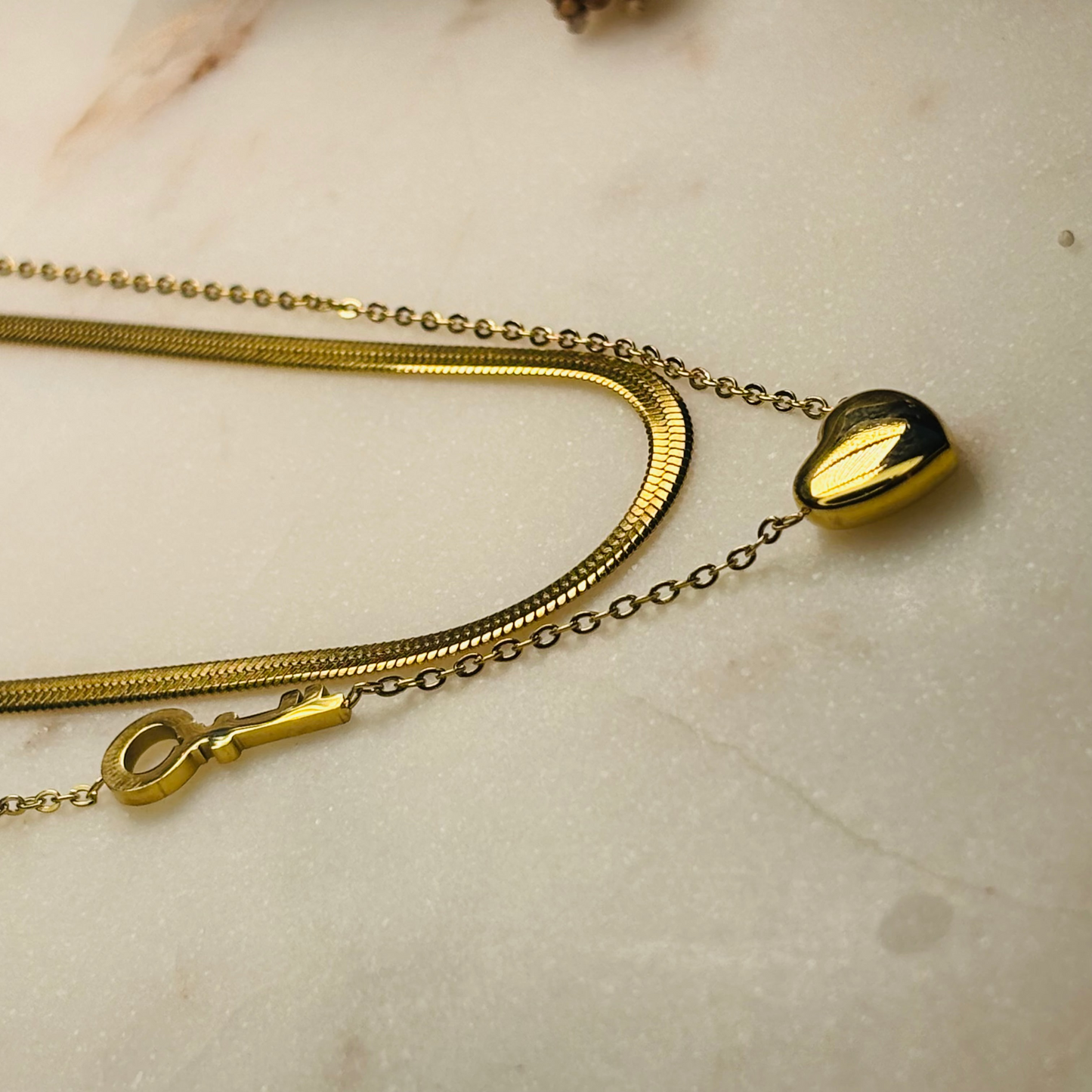 Heart & Key Layered Necklace