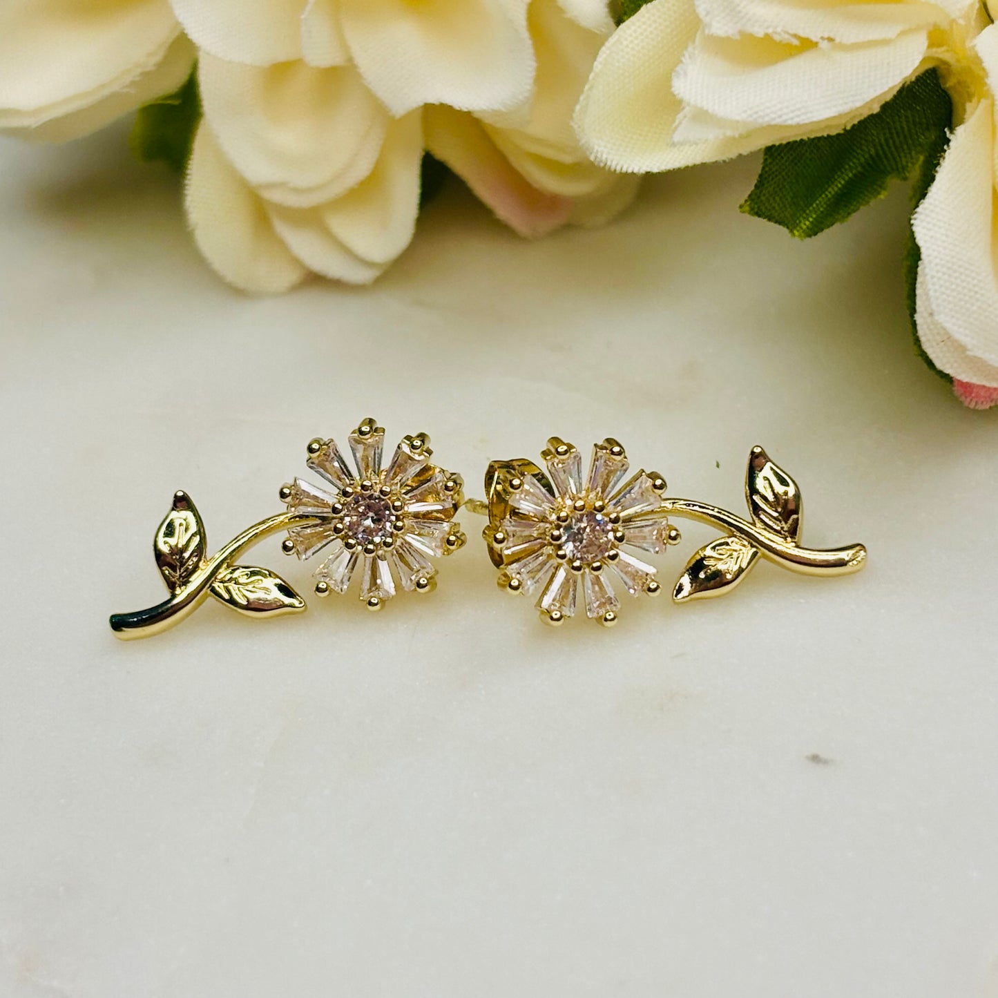 Diamond Flower Studs