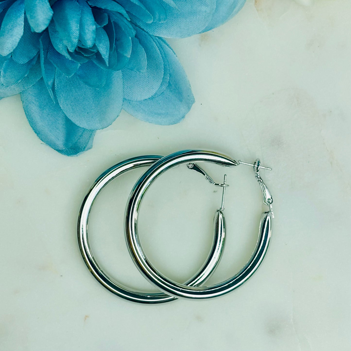 Silver Chunky Hoops