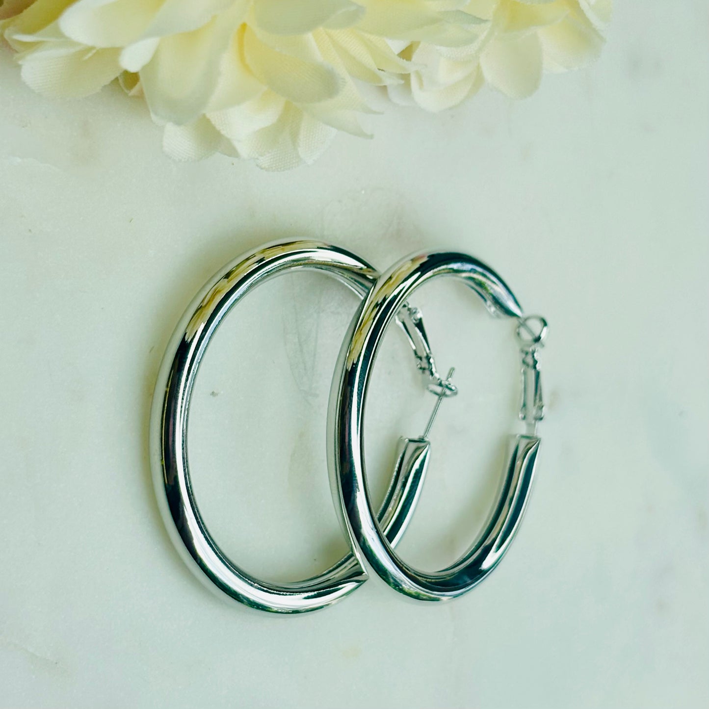 Silver Chunky Hoops