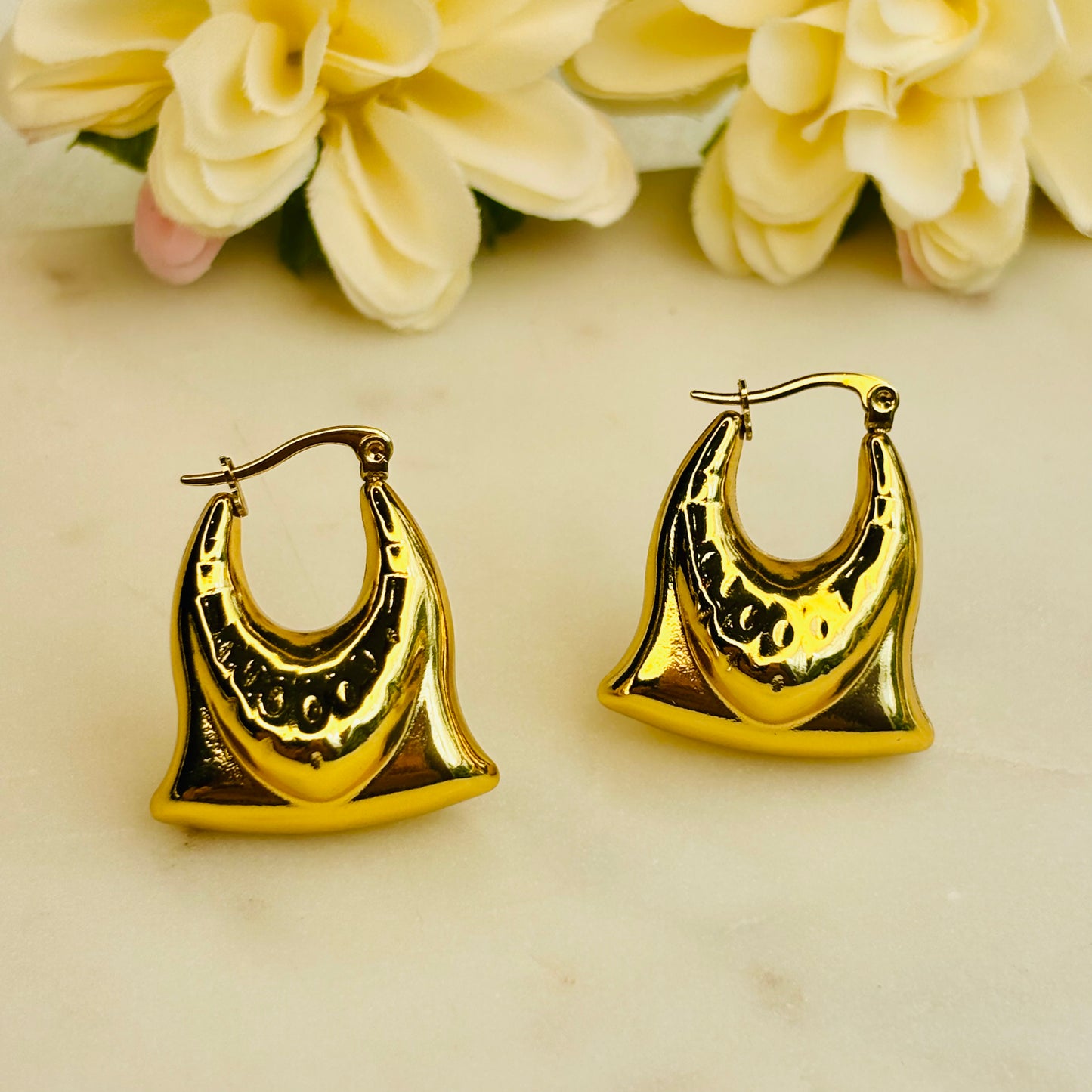Gold Bag Hoops