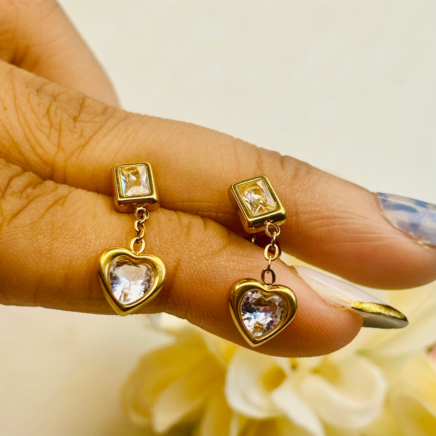 Cute Crystal Heart Danglers