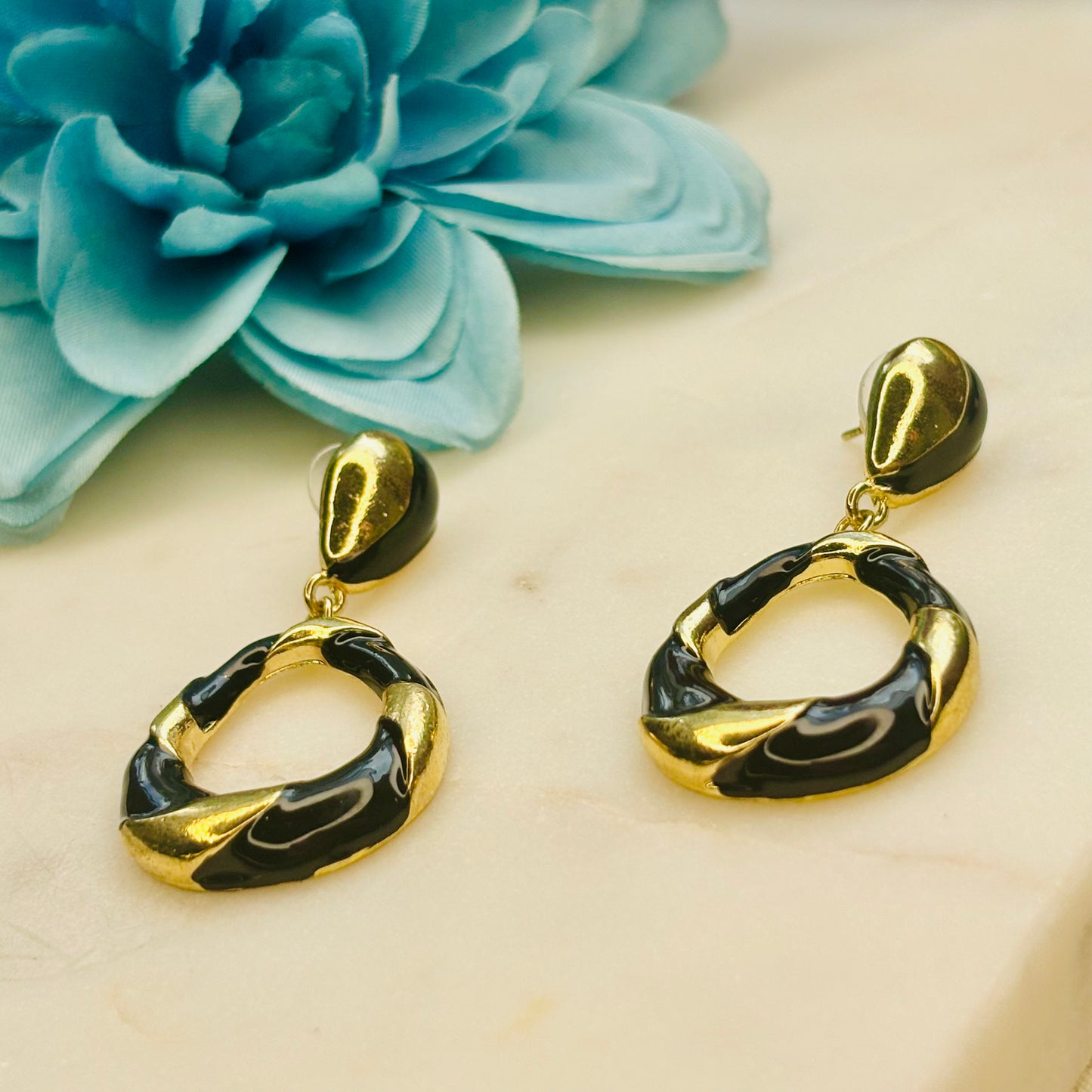 Black & Gold Enamel Drops