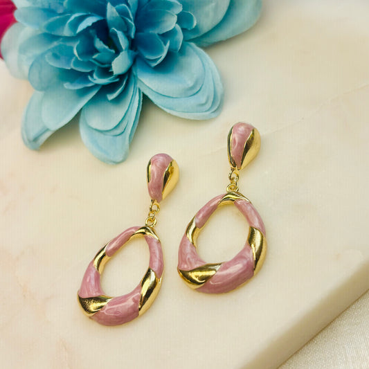Pink & Gold Enamel Drops