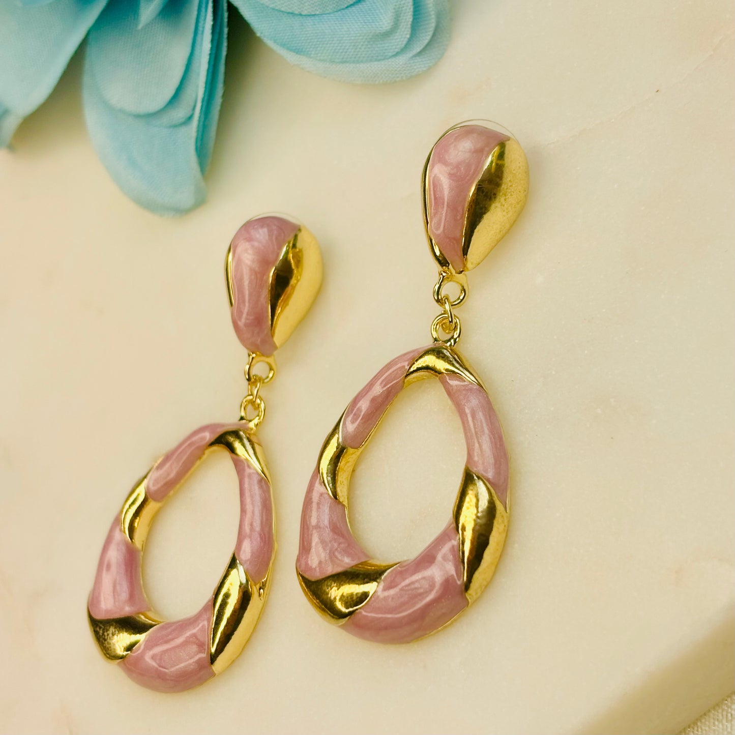 Pink & Gold Enamel Drops