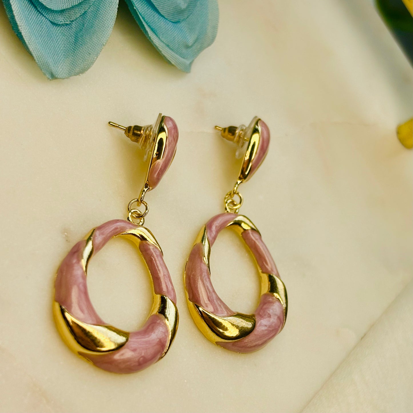 Pink & Gold Enamel Drops