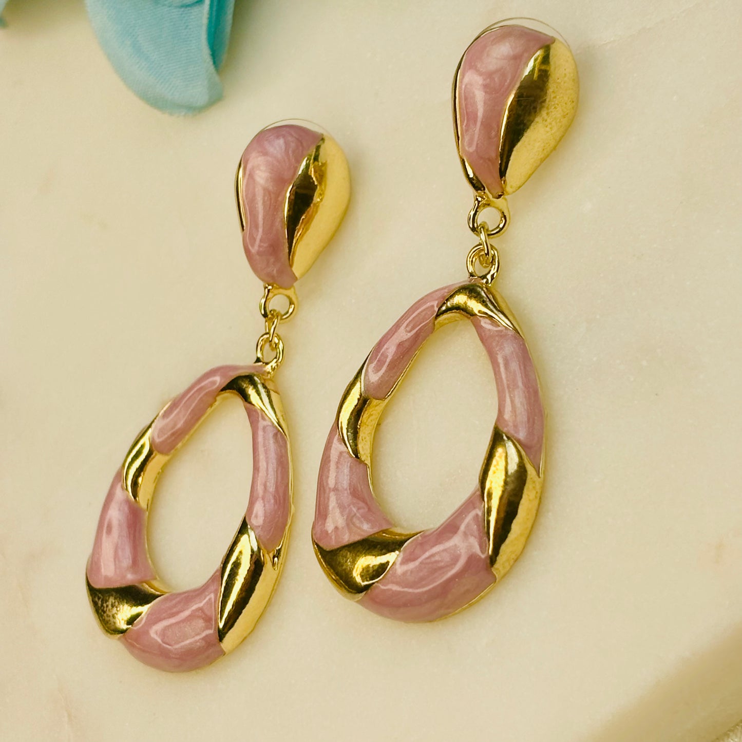 Pink & Gold Enamel Drops