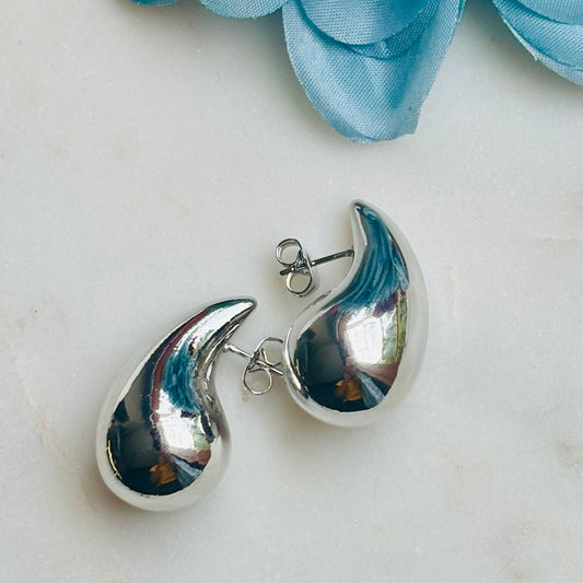 Chunky Silver Teardrop Studs