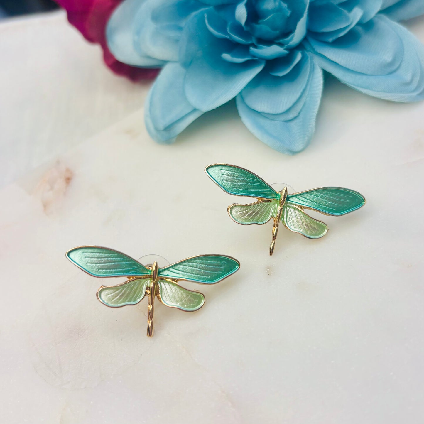 Emerald Dragonfly Earrings