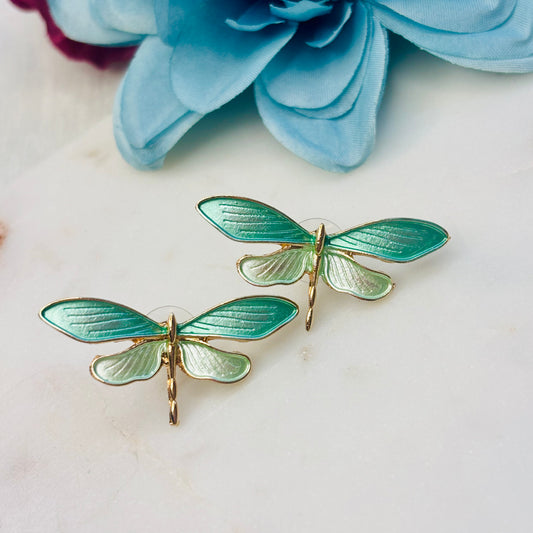 Emerald Dragonfly Earrings