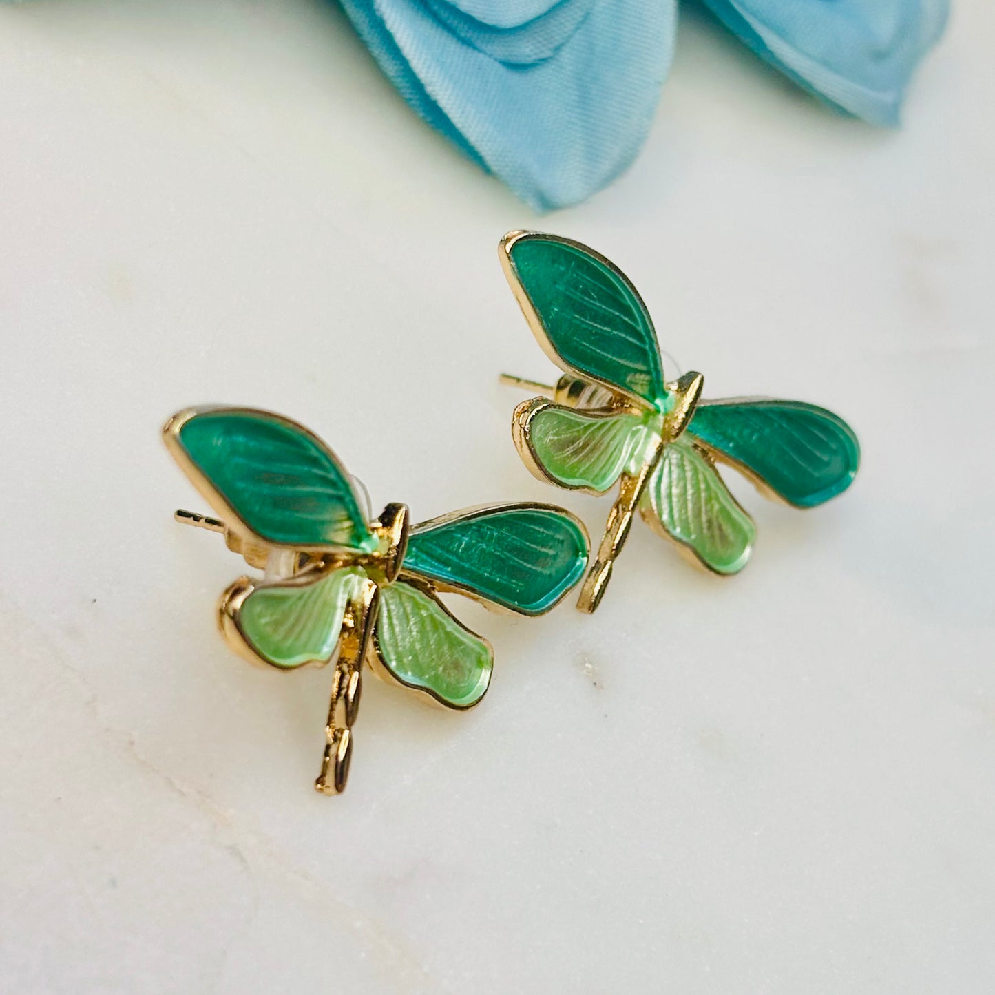 Emerald Dragonfly Earrings