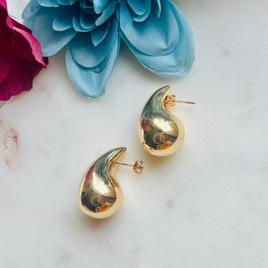 Chunky Gold Teardrop Studs