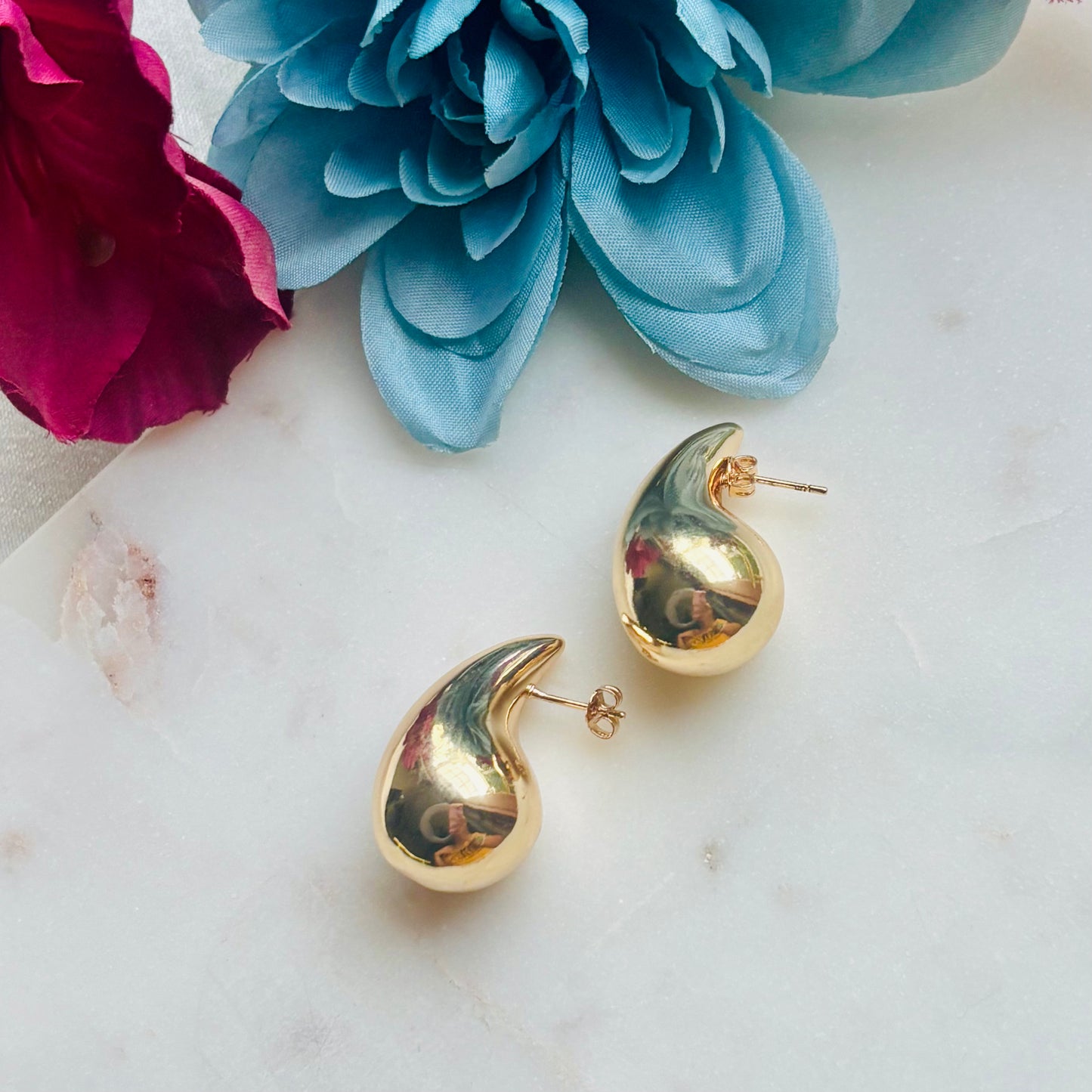 Chunky Gold Teardrop Studs