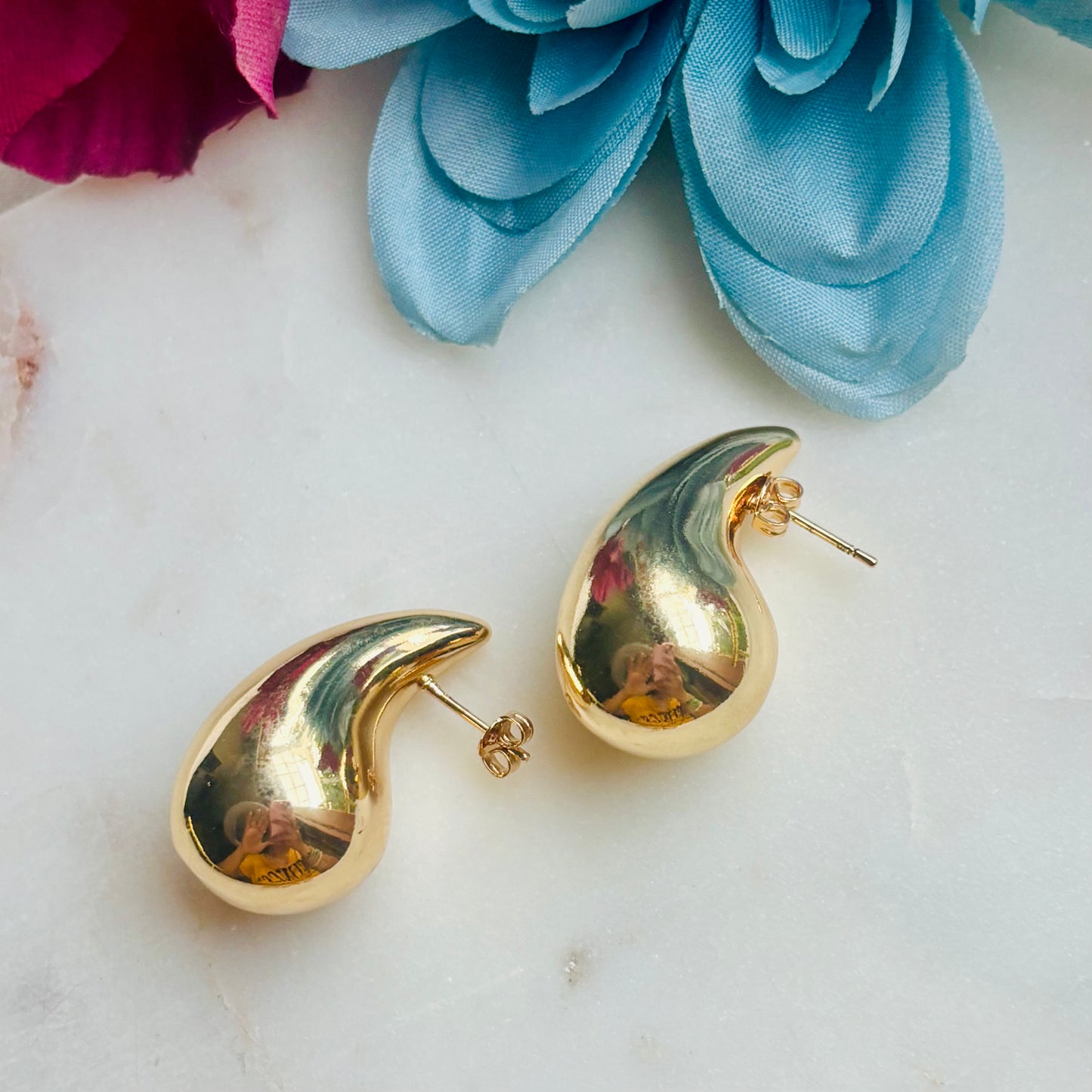 Chunky Gold Teardrop Studs