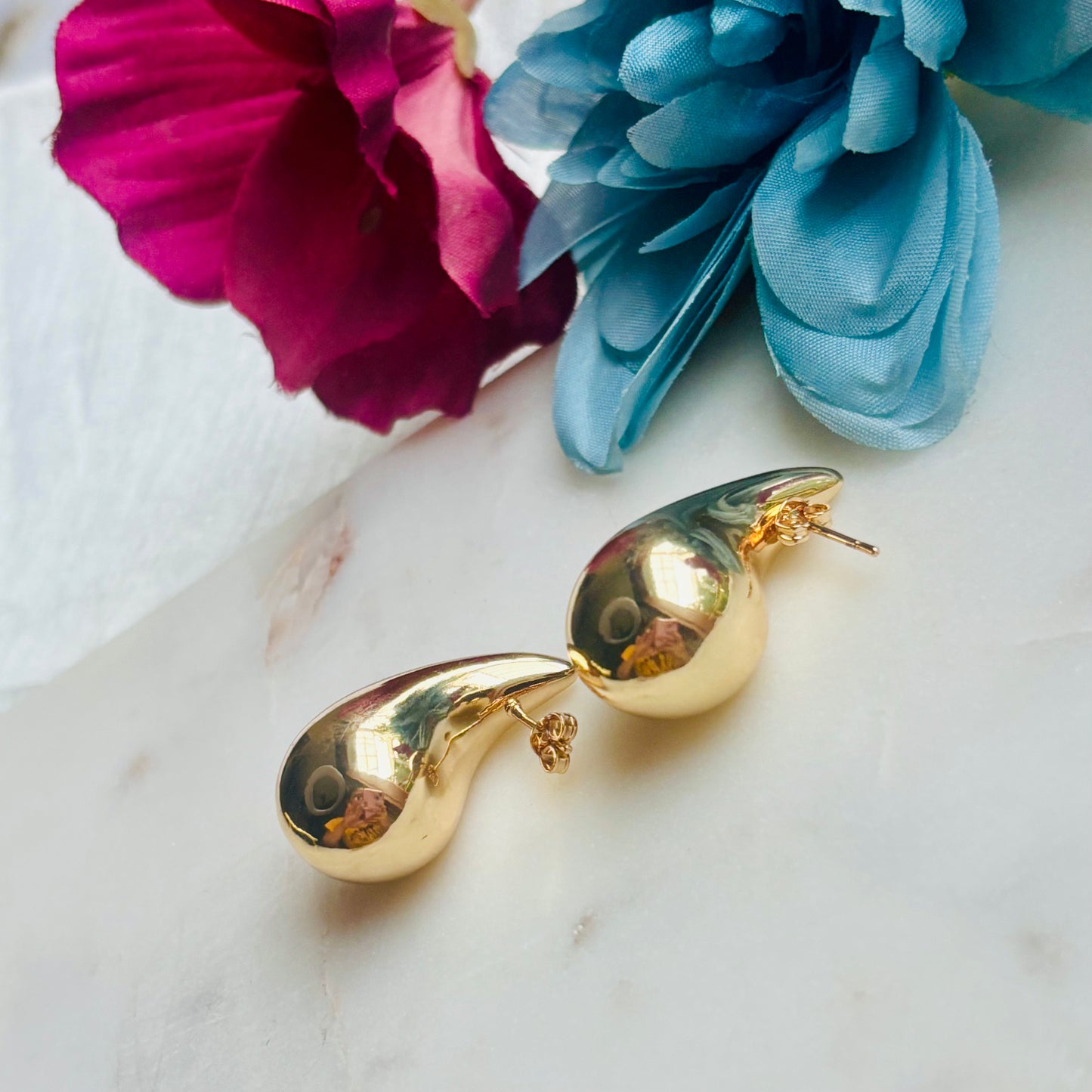 Chunky Gold Teardrop Studs