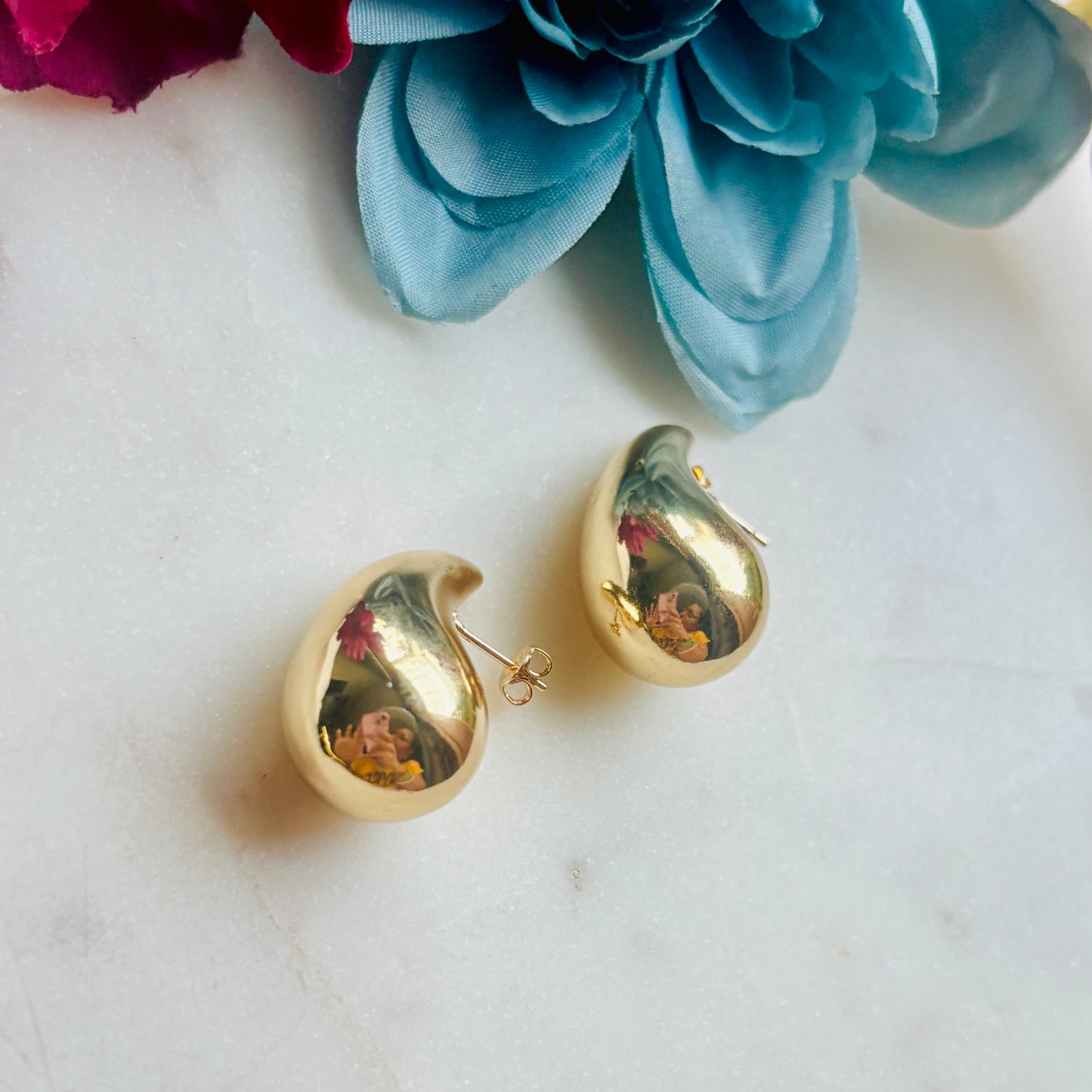 Chunky Gold Teardrop Studs