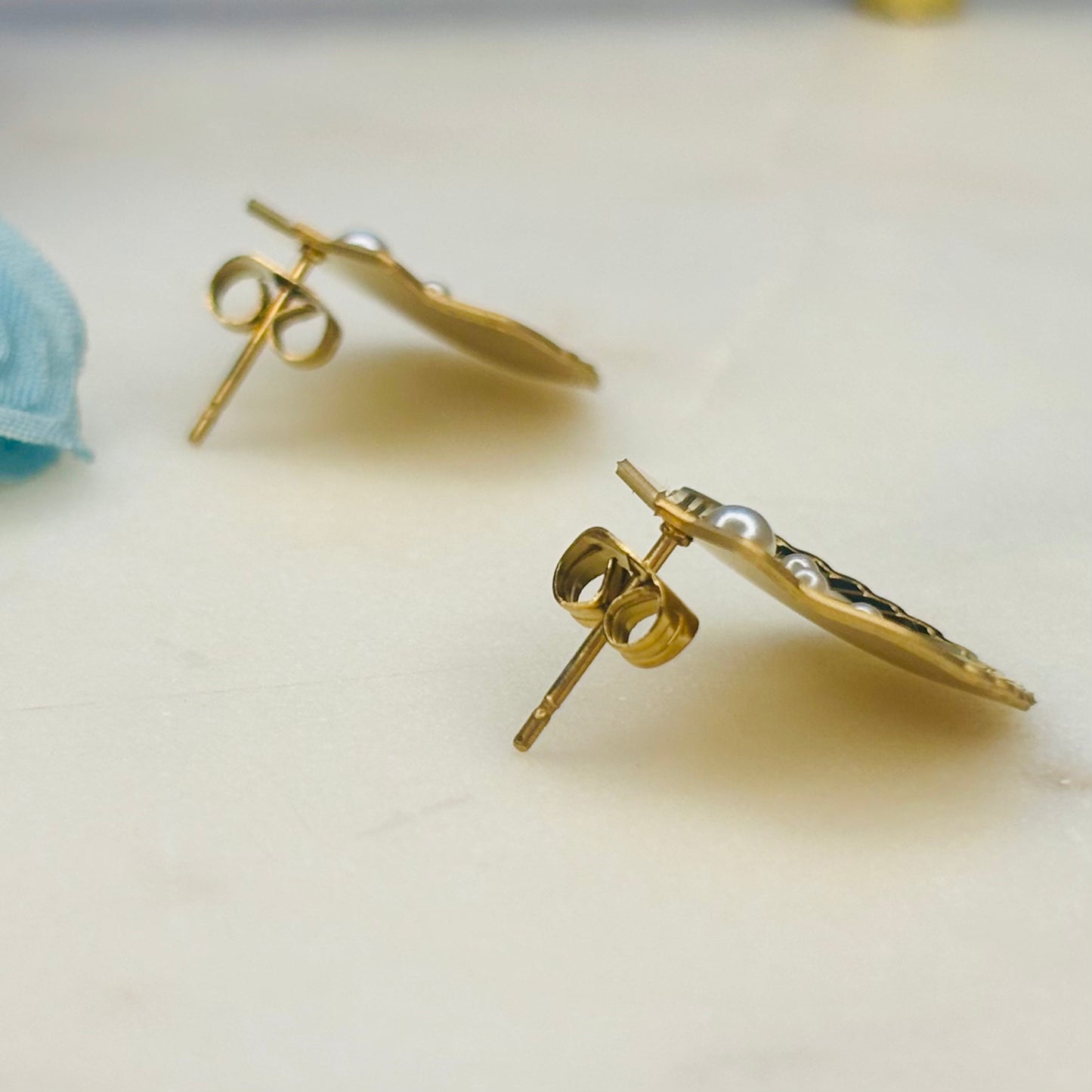 Seashell Pearl Studs