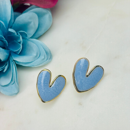 Blue Heart Studs