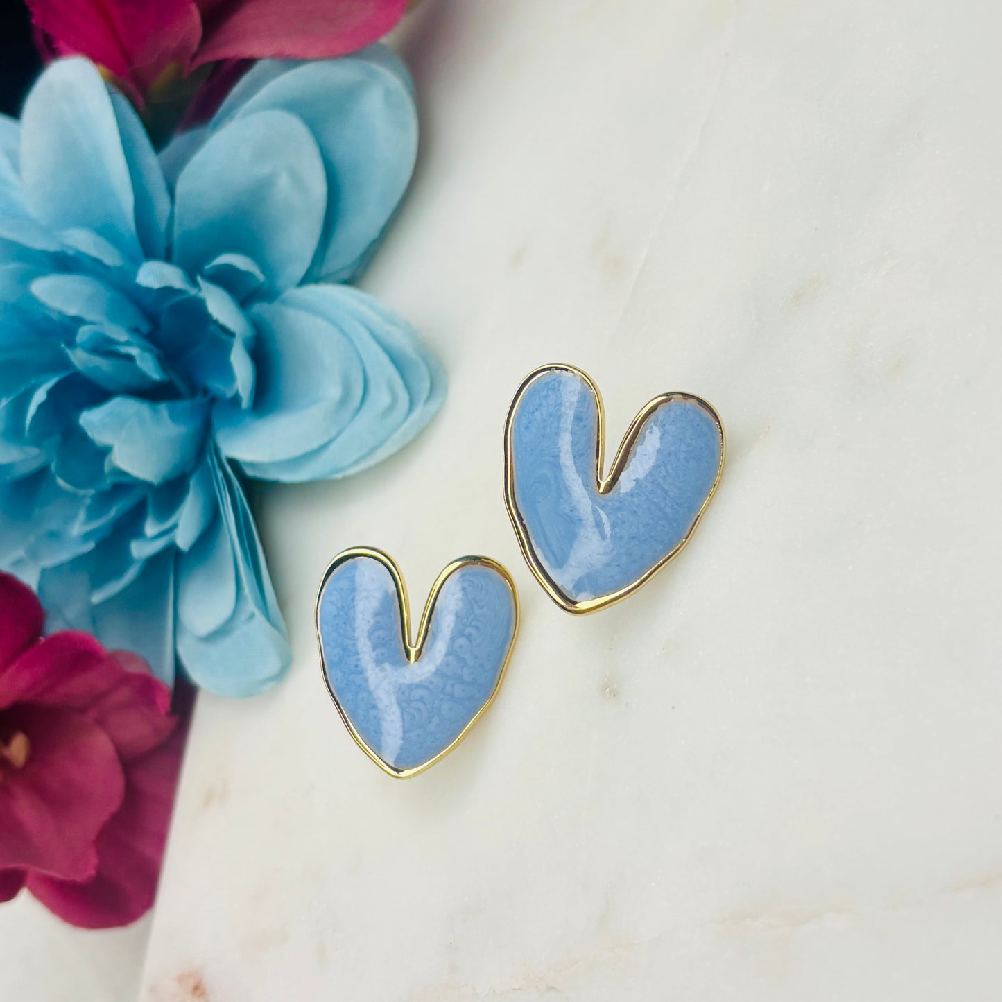 Blue Heart Studs